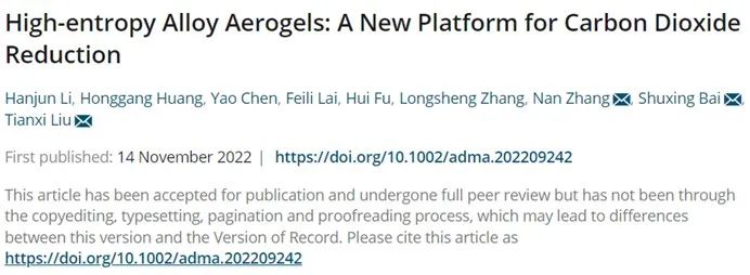 ​江南大学/青大AM：高熵合金气凝胶: 二氧化碳还原的新平台