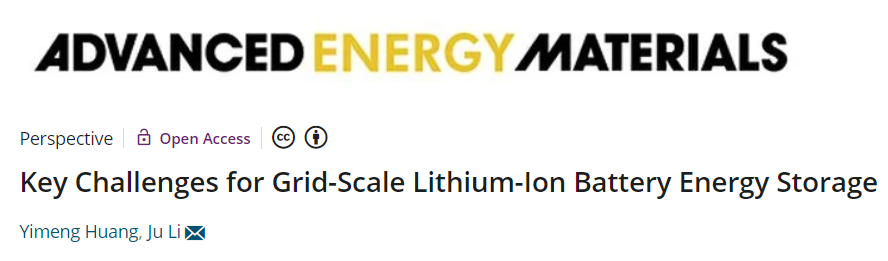 MIT李巨教授AEM观点：电网规模锂离子电池储能的主要挑战