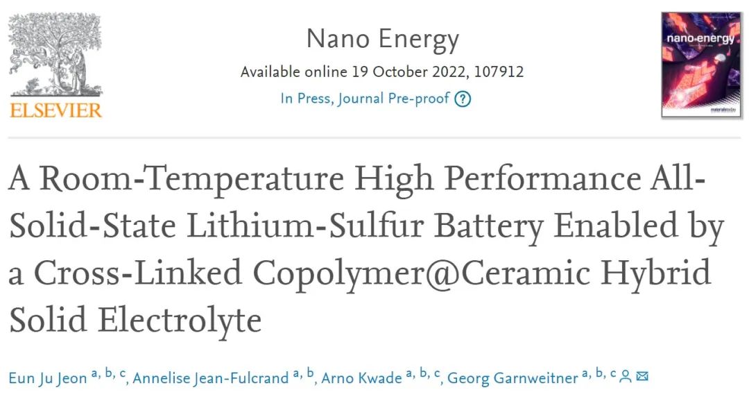 ​Nano Energy：室温下具有1.1×10-3 S cm-1高离子电导率的复合电解质！