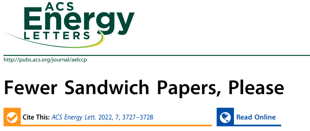 ACS Energy Letters吐槽：你们发论文，就像快餐店制作三明治一样！
