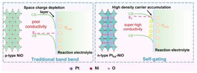 ACS Nano: Pt单原子诱导NiO能带结构转变，实现自门调控电催化HER