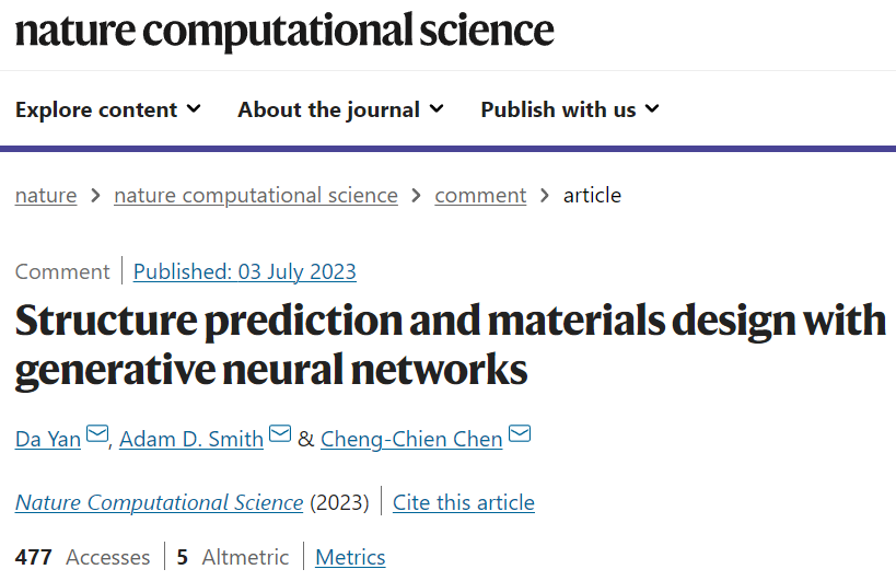 【AI+材料】Nature子刊：基于生成神经网络的结构预测与材料设计