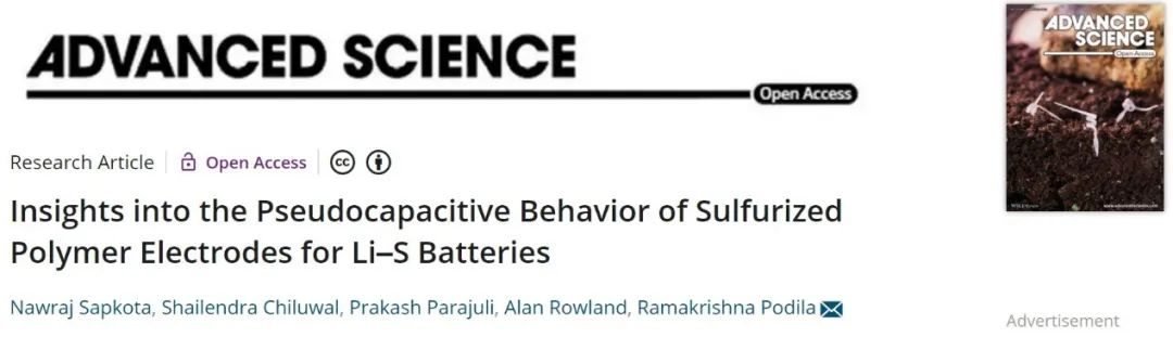 Adv. Sci.：洞察锂硫电池硫化聚合物电极的赝电容行为