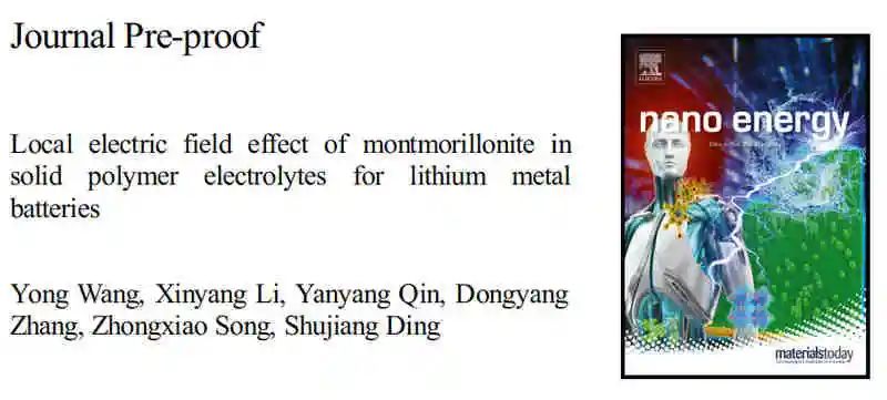 西交丁书江Nano Energy：金属锂电池聚合物固体电解质中蒙脱石的局部电场效应