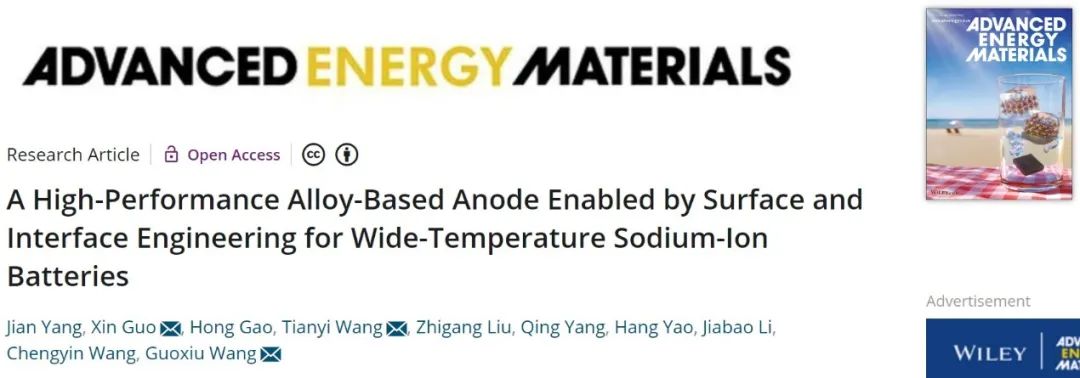 ​汪国秀/王天奕AEM：表面和界面工程协同助力1万次循环钠电！