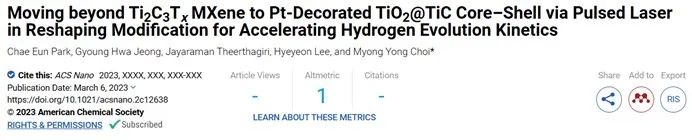 ​ACS Nano：从Ti2C3Tx MXene到Pt修饰的TiO2@TiC！实现高效析氢！