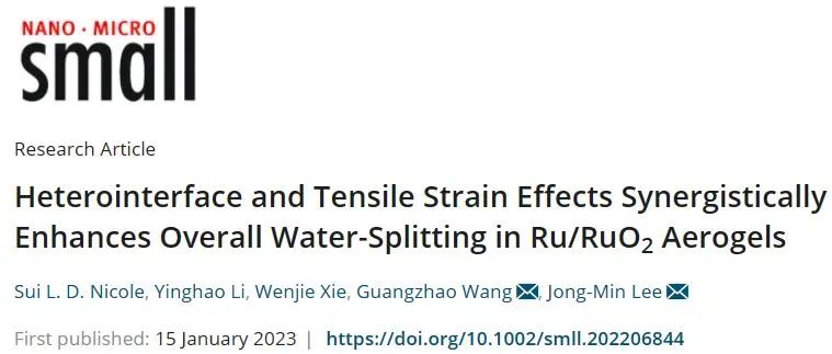 ​南洋理工/长江师范Small：异质界面和拉伸应变效应协同增强Ru/RuO2气凝胶的整体水分解