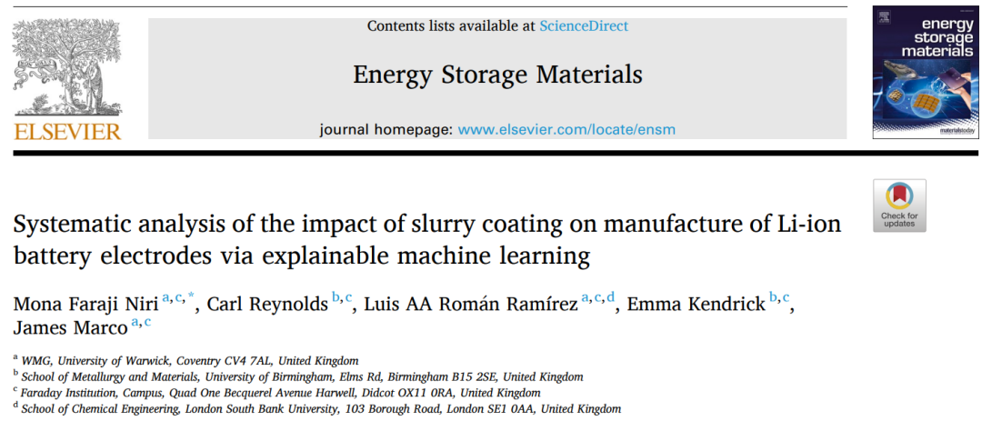 EnSM: 机器学习分析浆料涂层对锂离子电池电极制造的影响
