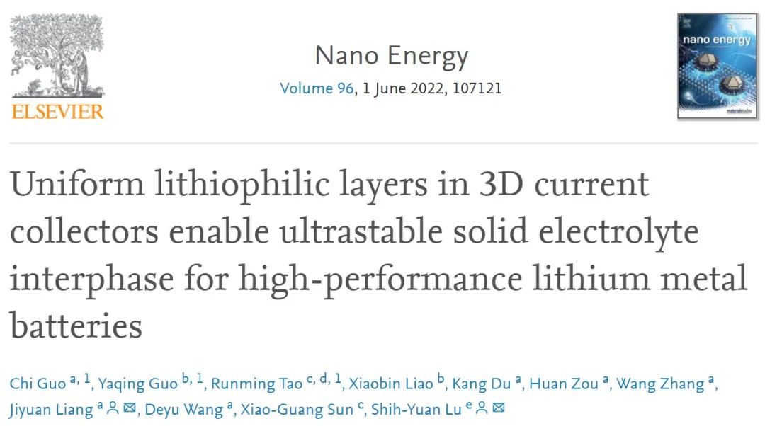 梁济元/吕世源Nano Energy：十数秒快速制备亲锂改性3D集流体！