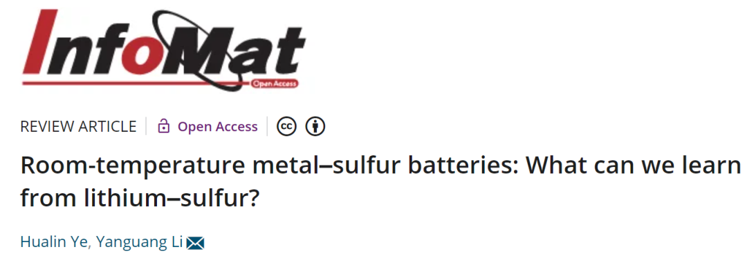 苏大李彦光InfoMat: 锂硫电池到其他金属-S电池的知识和经验移植