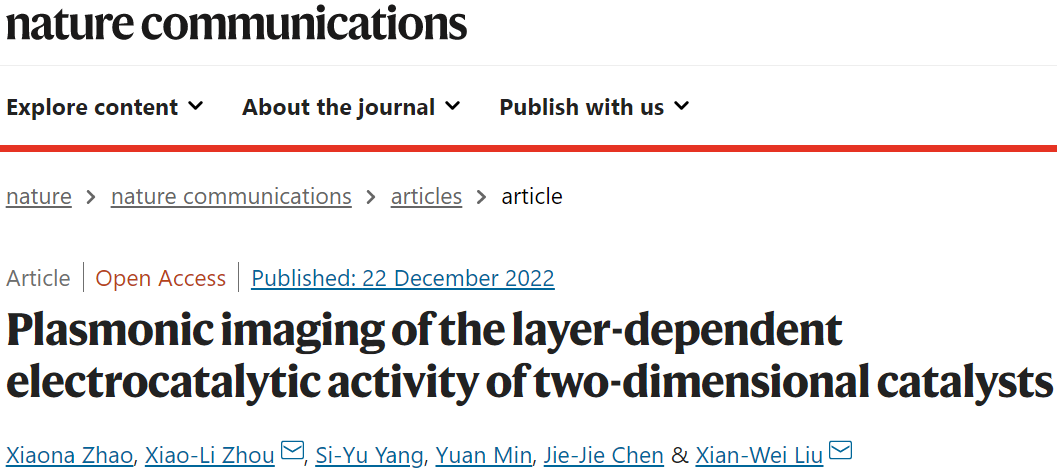 ​中科大刘贤伟Nature子刊：2D催化剂层依赖性电催化活性的等离子体成像