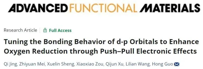 郭洪课题组AFM：推拉电子效应调控d-p轨道成键行为，显著增强ORR活性