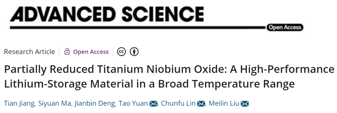 刘美林/林春富/袁涛Adv. Sci.: 一种在广泛温度范围内的高性能锂存储材料