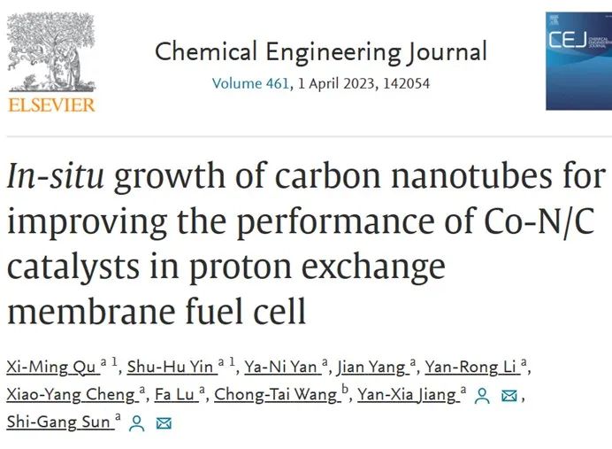 ​厦大Chem. Eng. J.：原位生长碳纳米管有效的改善了Co-N/C的ORR性能