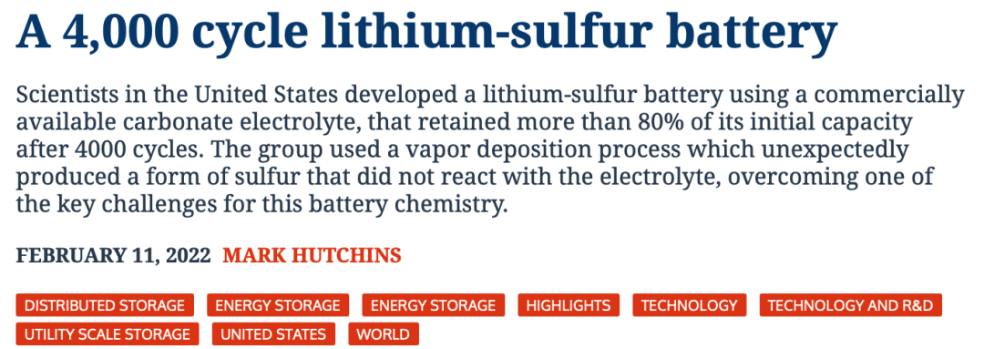 Nature子刊：锂硫电池，4000圈！！