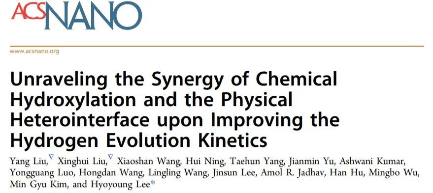 ACS Nano：化学羟基化与物理异质界面的协同作用改善析氢动力学
