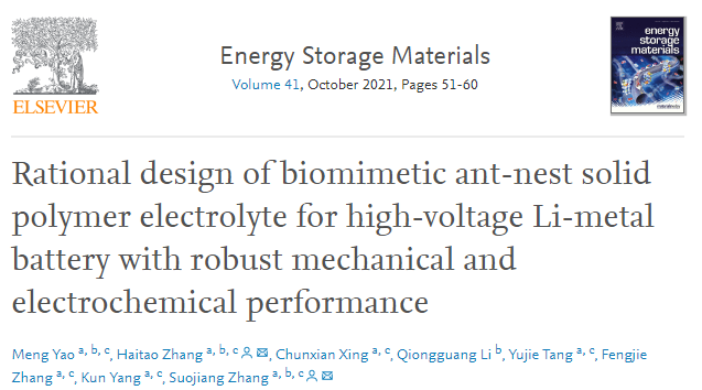 ​Energy Storage Materials：仿生蚁巢固态聚合物电解质的合理设计