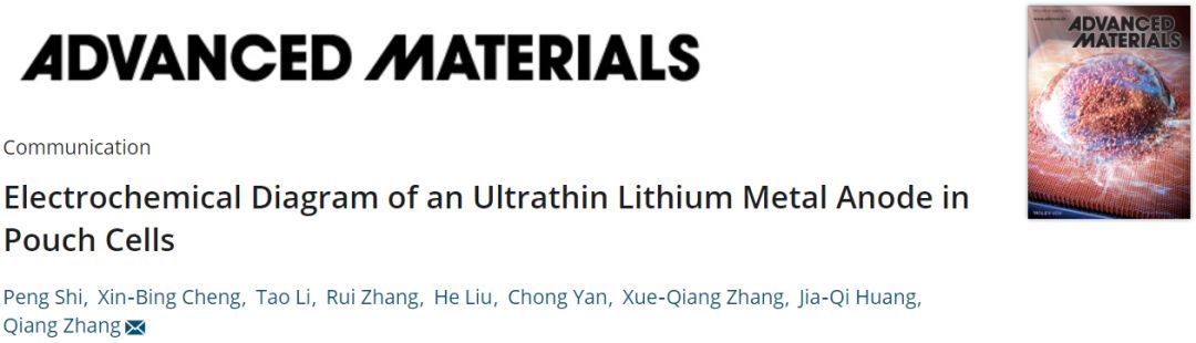 清华大学张强教授AM揭示软包电池超薄锂金属负极失效机理电化学示意图