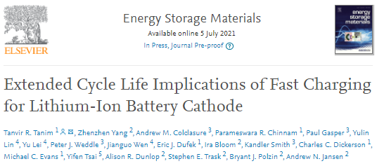 EnSM：快速充电对锂离子电池正极长循环的影响
