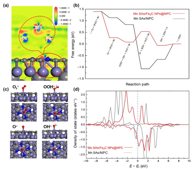 石大/矿大Nano Research: Mn/Fe聚酞菁共轭聚合物衍生单原子Mn耦合Fe3C加速电催化ORR
