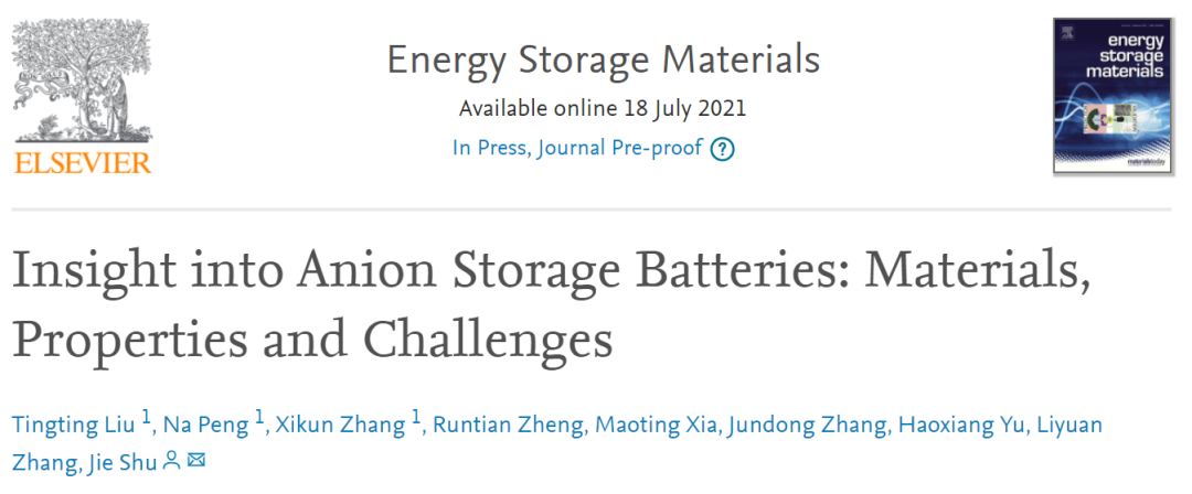 宁波大学舒杰EnSM: 深入了解阴离子存储电池：材料、特性和挑战