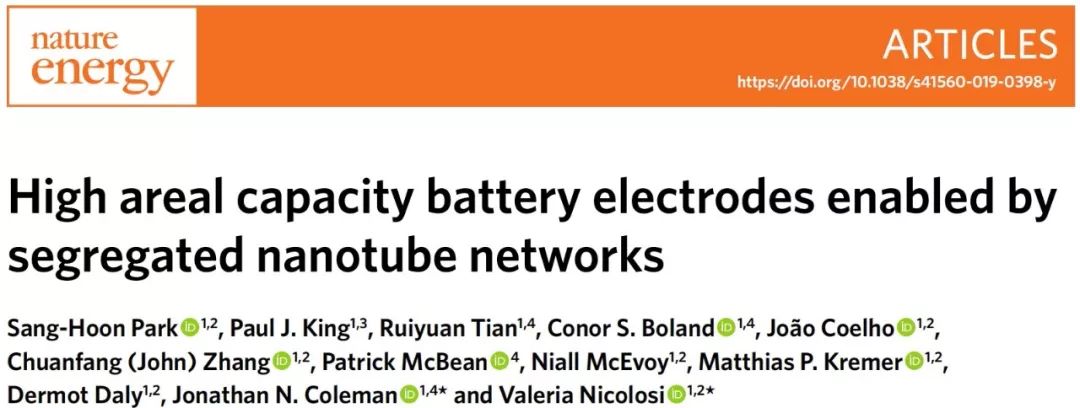 【顶刊】Nature Energy：碳纳米管“双管齐下”，赋予电池超高容量