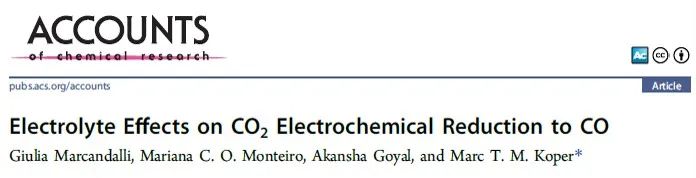 Acc. Chem. Res.：CO2电化学还原至CO过程中电解液的作用