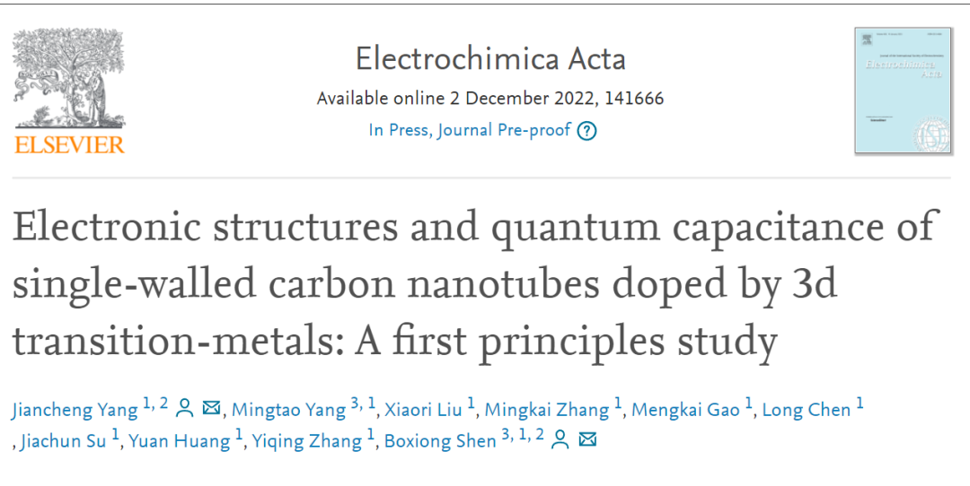 【计算深度解读】Electrochim Acta: DFT计算3d过渡金属掺杂，对电子结构和量子电容的影响
