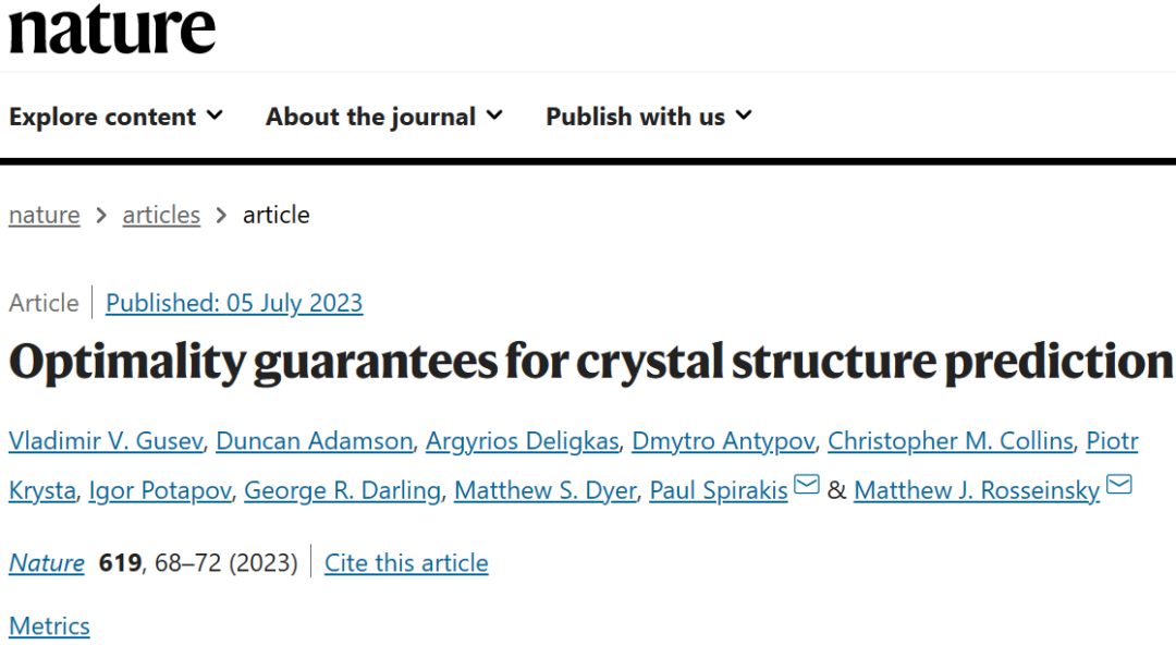 今日Nature：终极奥义！晶体结构预测的关键！
