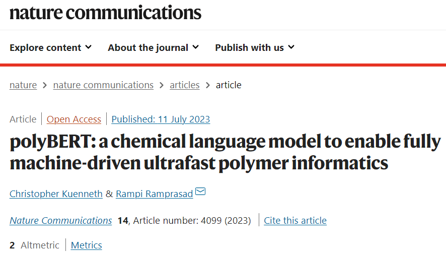 化学语言模型 polyBERT，以前所未有的速度和准确性在聚合物「宇宙」中搜索所需聚合物