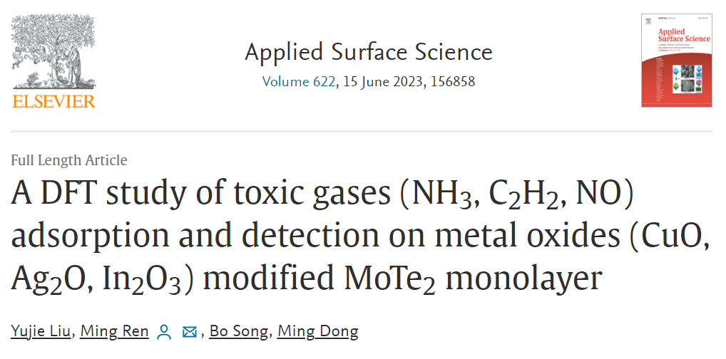 【纯计算】ASS: 金属氧化物修饰MoTe2单层上有毒气体吸附和检测