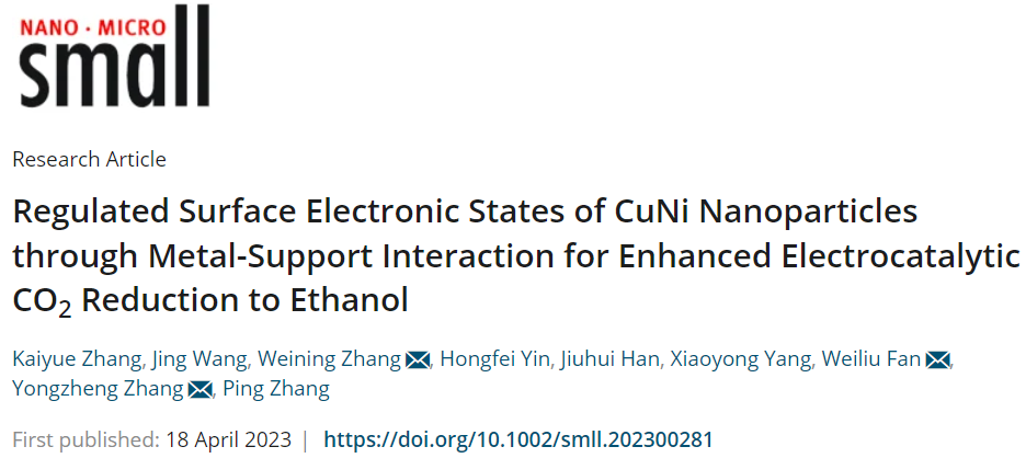 【DFT+实验】Small：CuNi@C/N-npG助力电催化CO2还原为乙醇