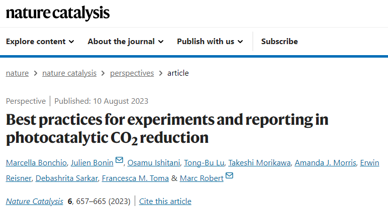 Nature Catalysis 综述：光催化CO2还原的实验设计与结果报告实践指南！