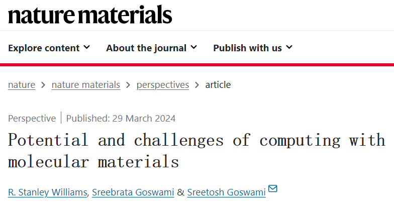 Nature Materials综述：数据爆炸的时代，分子材料颠覆传统计算！